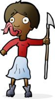 cartoon woman with spear sticking out tongue png