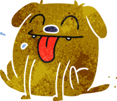 drawn retro cartoon of cute kawaii dog png