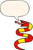 sibilo cartone animato serpente con discorso bolla nel comico libro stile png