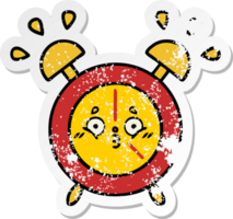 distressed sticker of a cute cartoon alarm clock png