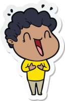 sticker of a cartoon happy man laughing png