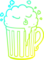 cold gradient line drawing of a cartoon mug of beer png