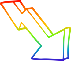 rainbow gradient line drawing of a cartoon business loss arrow png