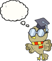 cute    drawn thought bubble cartoon well educated bird png