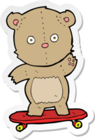 autocollant d'un ours en peluche dessin animé sur une planche à roulettes png
