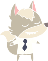 friendly flat color style cartoon boss wolf png