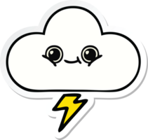 sticker of a cute cartoon storm cloud png