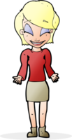 cartoon happy woman shrugging shoulders png