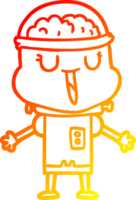 caloroso gradiente linha desenhando do uma feliz desenho animado robô png