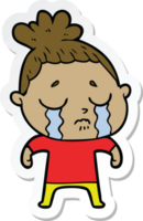 sticker of a cartoon crying woman png