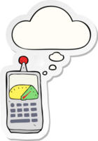 cartoon science equipment with thought bubble as a printed sticker png