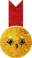 retro illustration stil tecknad serie av en guld medalj png