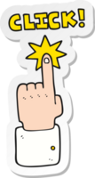 sticker van een tekenfilm Klik teken met vinger png