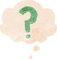 cartoon question mark with thought bubble in grunge distressed retro textured style png