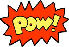 handgezeichnetes Cartoon-Pow-Symbol im Doodle-Stil png