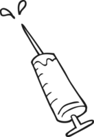 drawn black and white cartoon medical needle png