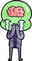 cartoon big brain alien crying png