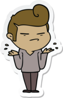 sticker of a cartoon cool guy with fashion hair cut png