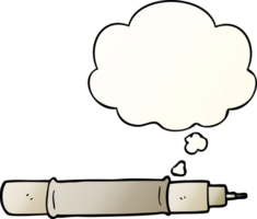 cartoon pen with thought bubble in smooth gradient style png