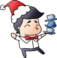 hand drawn christmas gradient cartoon of kawaii boy png