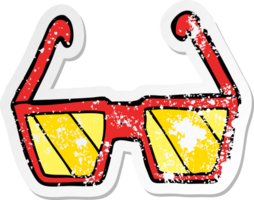 distressed sticker of a cartoon glasses png