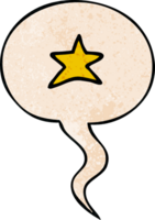 cartoon star symbol with speech bubble in retro texture style png