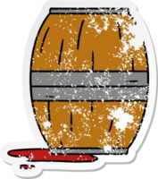 hand drawn distressed sticker cartoon doodle of a wine barrel png