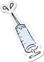 retro distressed sticker of a cartoon medical needle png