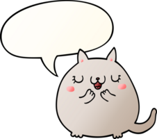 cartoon cute cat with speech bubble in smooth gradient style png