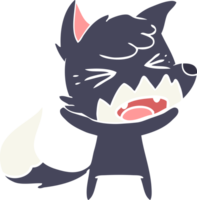 angry flat color style cartoon fox png