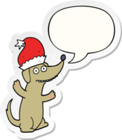 cute christmas cartoon dog with speech bubble sticker png