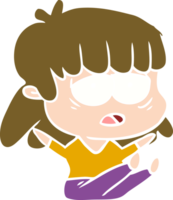 mujer cansada de dibujos animados de estilo de color plano png