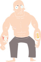 flat color illustration of tough man png