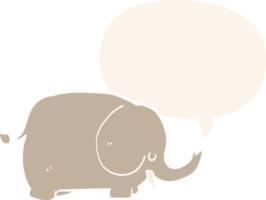 cartoon elephant with speech bubble in retro style png