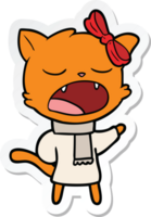 sticker of a cartoon cat in winter clothes png