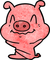 nervous cartoon pig sitting png