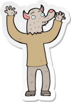 sticker of a cartoon happy werewolf man png