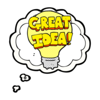 drawn thought bubble cartoon great idea light bulb symbol png