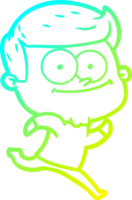 cold gradient line drawing of a cartoon happy man png