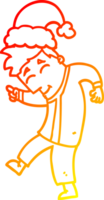 warm gradient line drawing of a cartoon man wearing christmas hat png