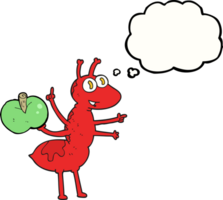 drawn thought bubble cartoon ant with apple png