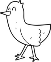 drawn black and white cartoon bird png