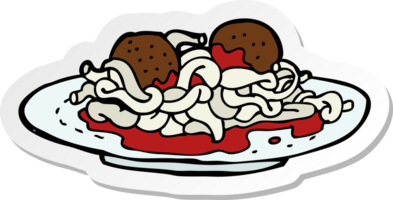 sticker of a cartoon spaghetti and meatballs png