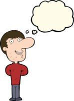 cartoon happy man with thought bubble png