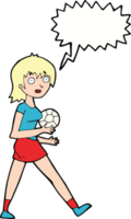 cartoon soccer girl with speech bubble png