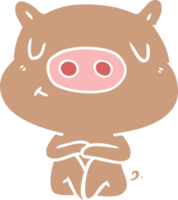 conteúdo de desenho animado estilo de cor plana porco meditando png