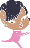 niña sorprendida de dibujos animados de estilo de color plano png