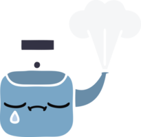 flat color retro cartoon of a steaming kettle png