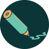 iconic tattoo style image of a coloring pencil png