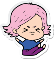 sticker of a cartoon angry girl png